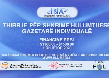 THIRRJE PËR SHKRIME HULUMTUESE – GAZETARË INDIVIDUALË