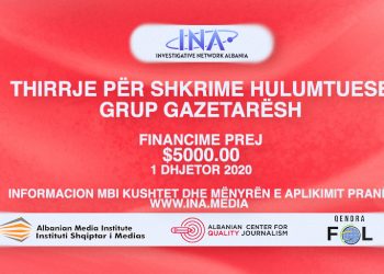 THIRRJE PËR SHKRIME HULUMTUESE – GRUP GAZETARËSH